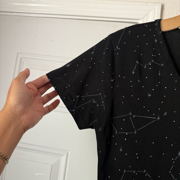 SVAHA black constellation galaxy space print organic cotton T-shirt midi dress - Picture 2 of 6